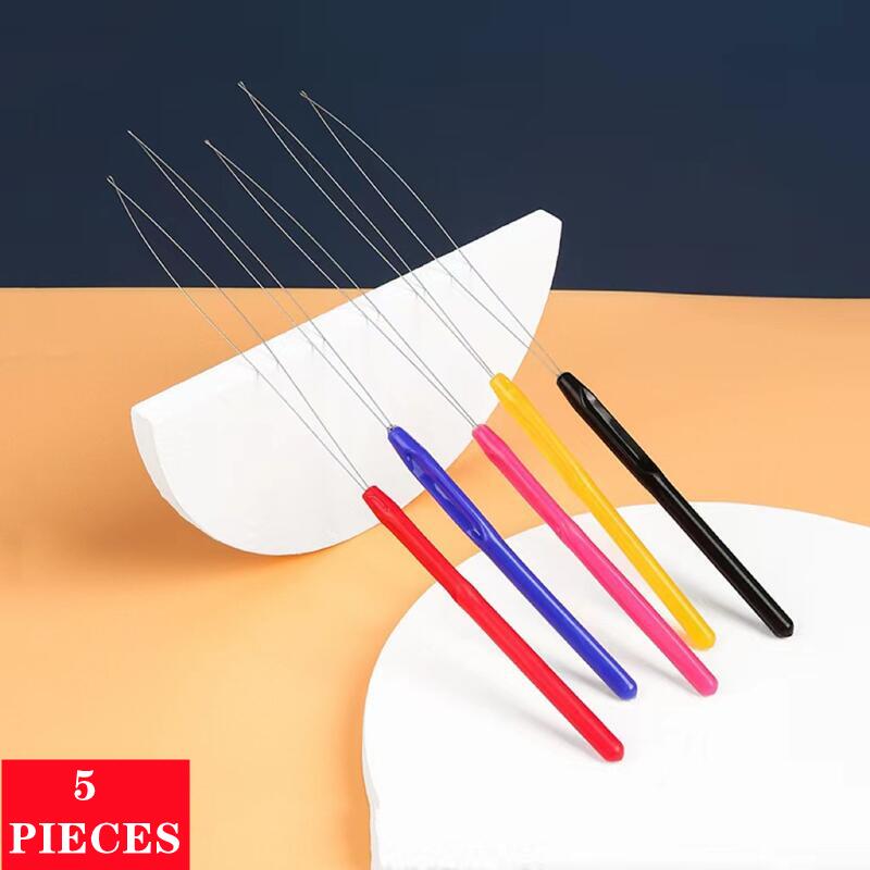 Sewing Machine Yarn - 5個入り 新型タフティングガンニードルスレッダー カラフルなプラスチックハンドル 糸通し器 クロス刺繍 ビーズ刺繍用具