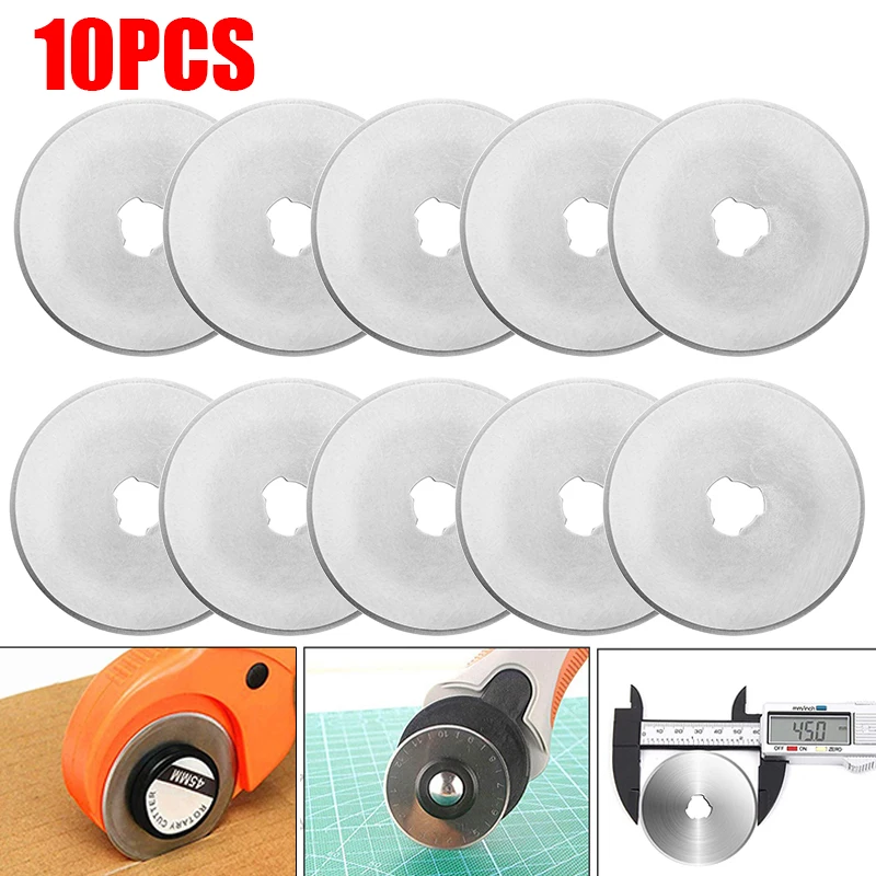 Rotary Cutter Fabric - 10個のロータリーカッター刃円形の切断パッチワーク生地革リフィルブレード美術工芸縫製キルティングツール28/45/60ミリメートル