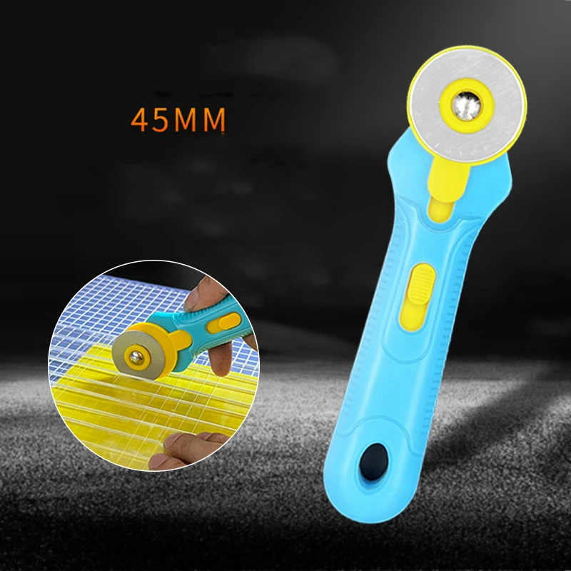 Rotary Cutter Fabric - パッチワーク縫製用スチールロータリー丸カッター、革フラットラバーバンド、丸刃カッティングブレード、生地キルティング、45mm、60mm