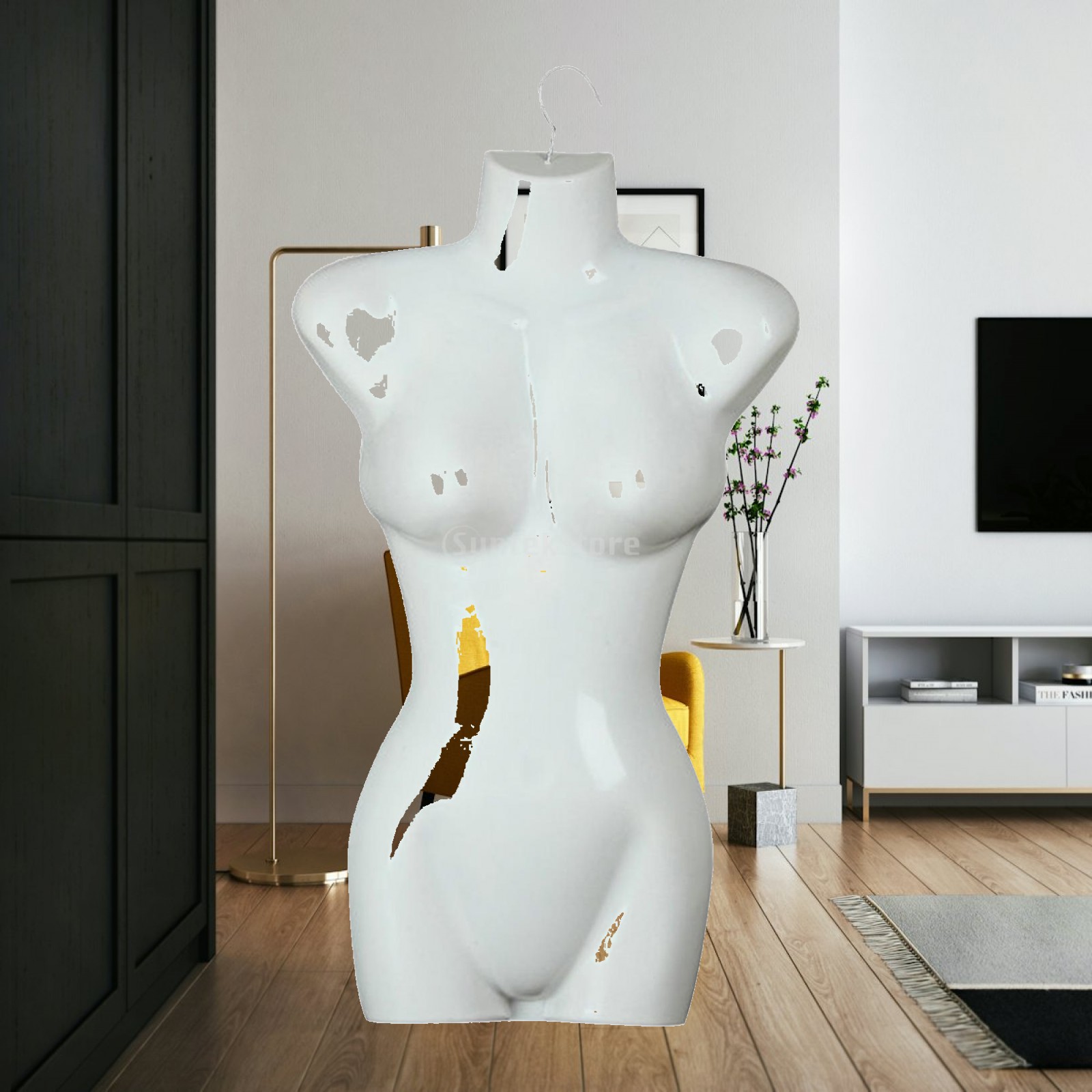 Dress Form Mannequin - 美しい胴体を持つハーフボディ縫製用マネキン 女性用 調節可能なディスプレイスタンド パジャマ 水着 下着店向け