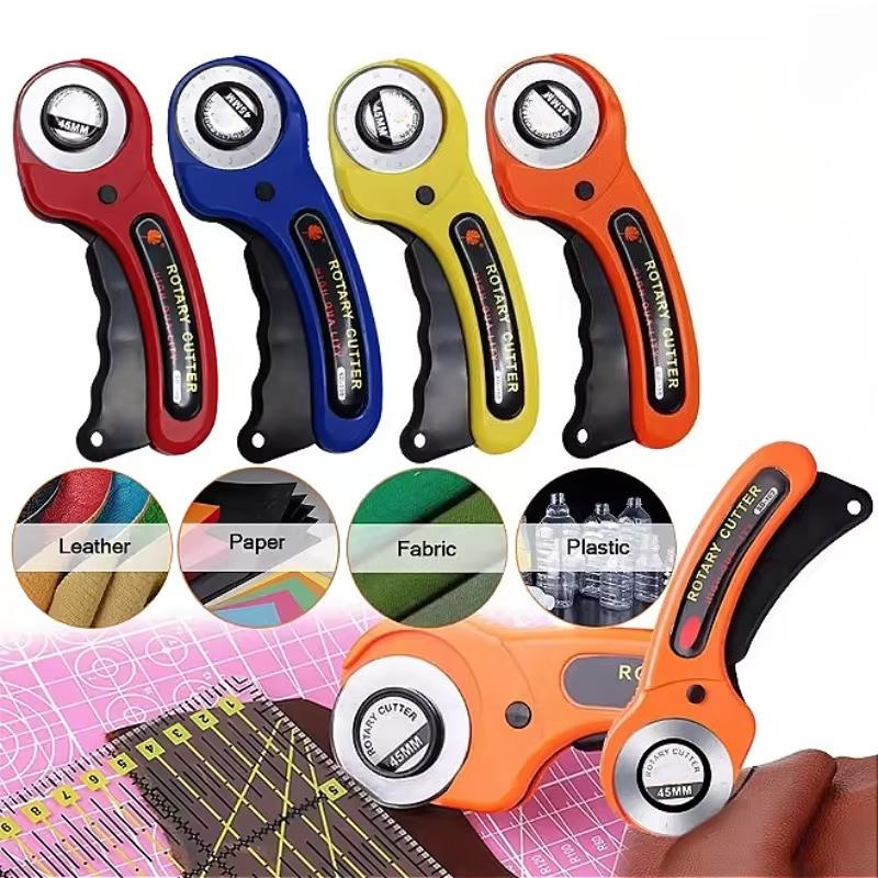 Rotary Cutter Fabric - 45 ミリメートルローラーホイールナイフ布切断ナイフ革紙生地クラフト生地切断ツールロータリーカッター DIY 縫製アクセサリー