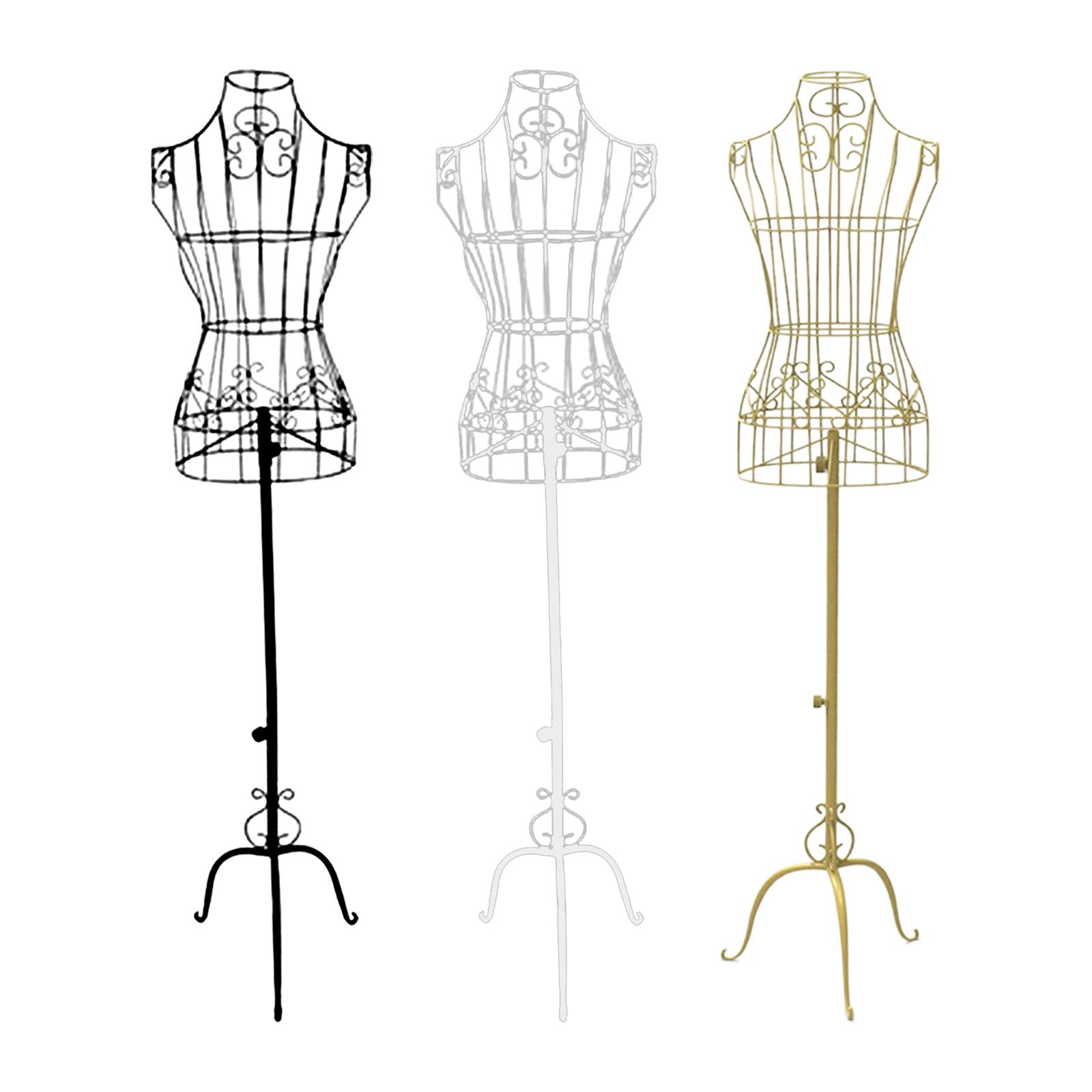 Dress Form Mannequin - 収納ディスプレイ用の胴体上半身、三脚ベース付きメタル