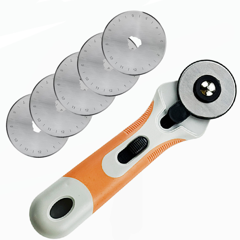 Rotary Cutter Fabric - 45mmロータリーカッター、布地切断ローラーナイフ、滑り止めプラスチックハンドル、安全刃ロック、円形ローラースライサー、キルティング、縫製、革、布地、パッチワーク、刺繍、スクラップブッキング、クラフト材料に最適