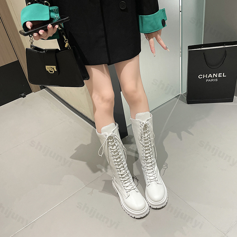 女性騎士のブーツプラットフォームチャンキーシューズファッショ - Sewing Cloth のレビューと価格
