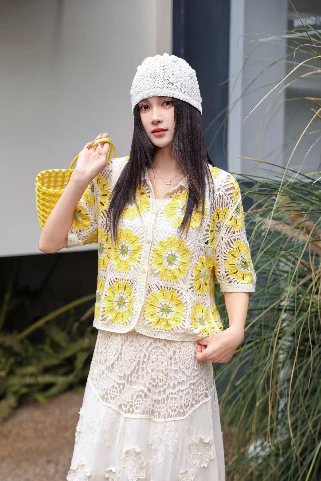 グラニースクエアクロシェニットポロシャツ半袖ポロネックオープ - Sewing Jackets のレビューと価格