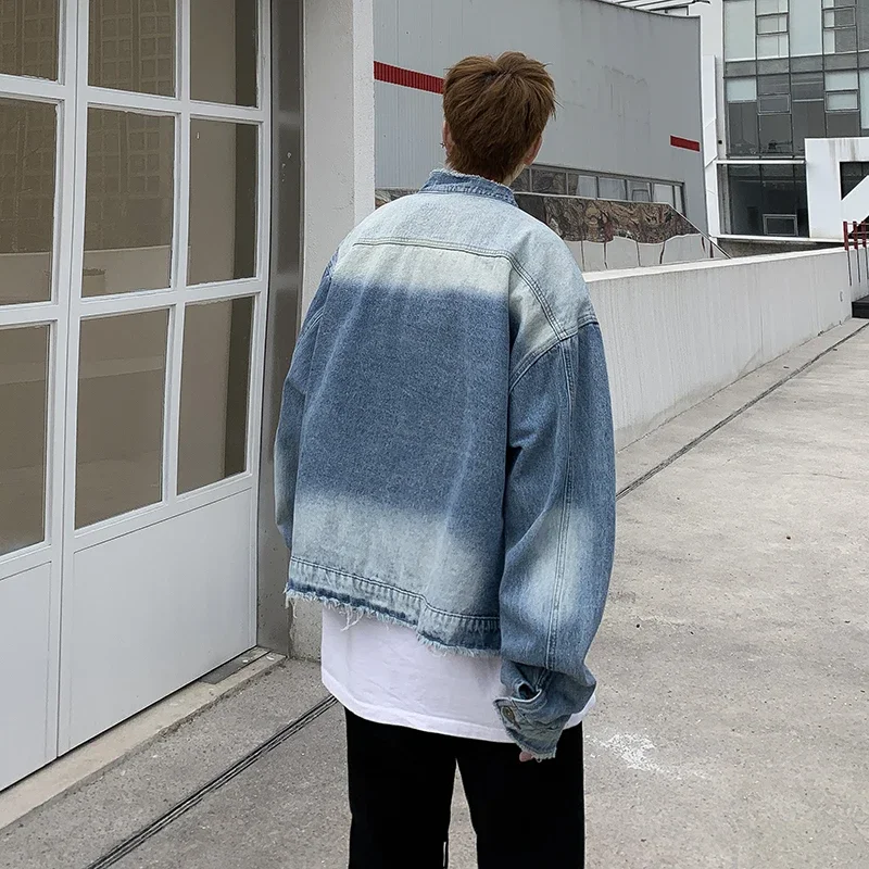 アメリカンレトロヒップホップローエッジデニムジャケットメンズ - Sewing Jackets のレビューと価格