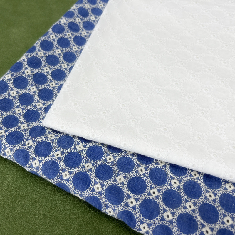 コットンデニム製の小さな円形アイレット刺繍生地、ドレスやテー - Sewing Eyelet Fabric のレビューと価格
