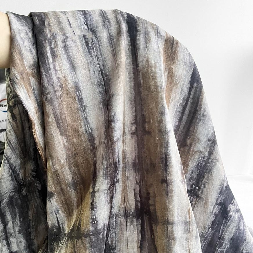 パープルブラウンエスニックタイダイポリエステル生地ヴィンテー - Sewing Tie Dye のレビューと価格