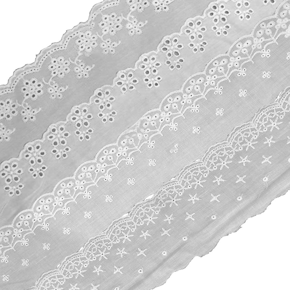 白い綿のレースの刺embroidery生地,手工芸品,ドレス - Sewing Eyelet Fabric のレビューと価格