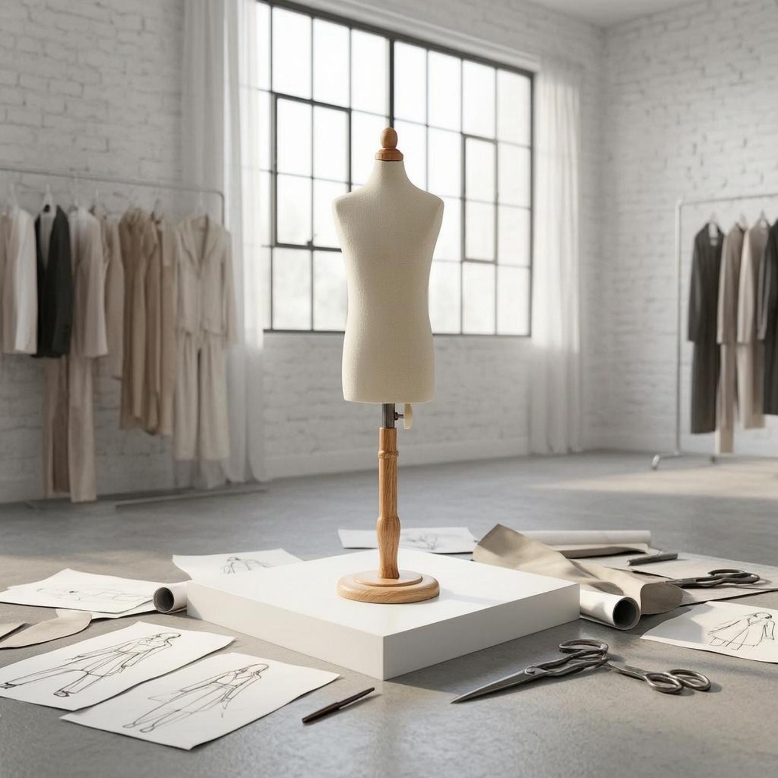 ミニドレスフォームマネキン、仕立て用、高さ調節可能、木製スタ - Dress Form Mannequin のレビューと価格