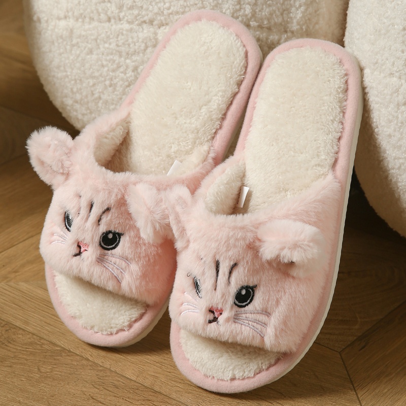 かわいい猫のぬいぐるみ風ビーチサンダル、男女兼用、暖かいふわ - Sewing Cloth のレビューと価格