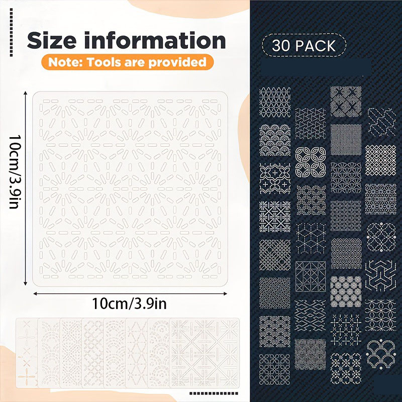 30 個の刺繍テンプレート DIY 刺繍パターン幾何学ライン - Sewing Custom のレビューと価格
