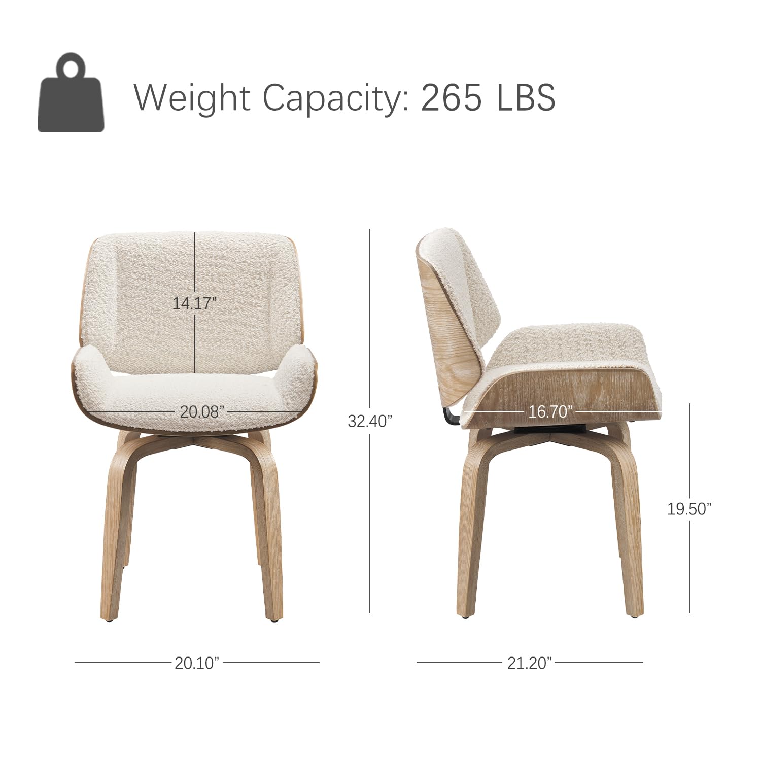 回転式ダイニングチェア、木製脚付き布張りダイニングルームチェ - Century Textile & Sewing Supply のレビューと価格