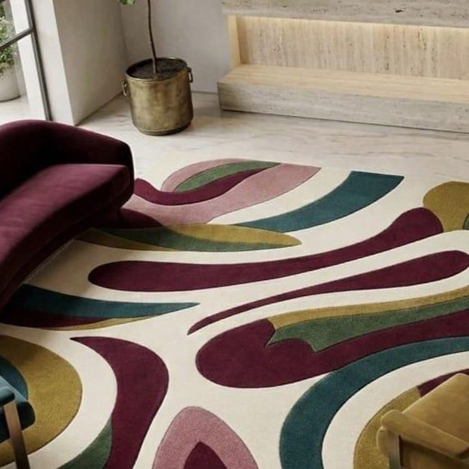 抽象模様のカーペット、ミッドセンチュリーモダンスタイルのカー - Century Textile & Sewing Supply のレビューと価格